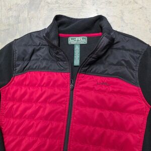 VTG LRL Lauren Active Ralph Lauren Womens Fleece Puffer Jacket Red Black XL